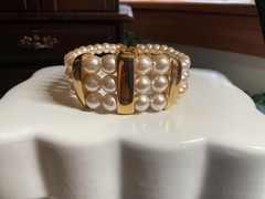 Napier faux pearl necklace with gold tone accents and bracelet