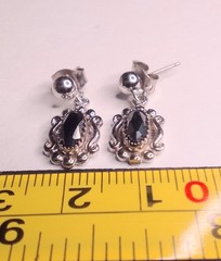 Vintage Wheeler Sterling Silver Black Onyx Dangle Earrings Southwestern WN