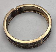 Black Silver Druzy Geometric Clamper Bracelet Gold Tone 7.5 In Hinged Vintage