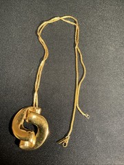 Vintage Gold Tone MONET Modernist Rope Knotted Pendant Necklace Designer
