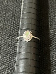 Vintage 925 Sterling Silver Aurora Borealis AB Halo CZ Multicolor Ring Size 6.25