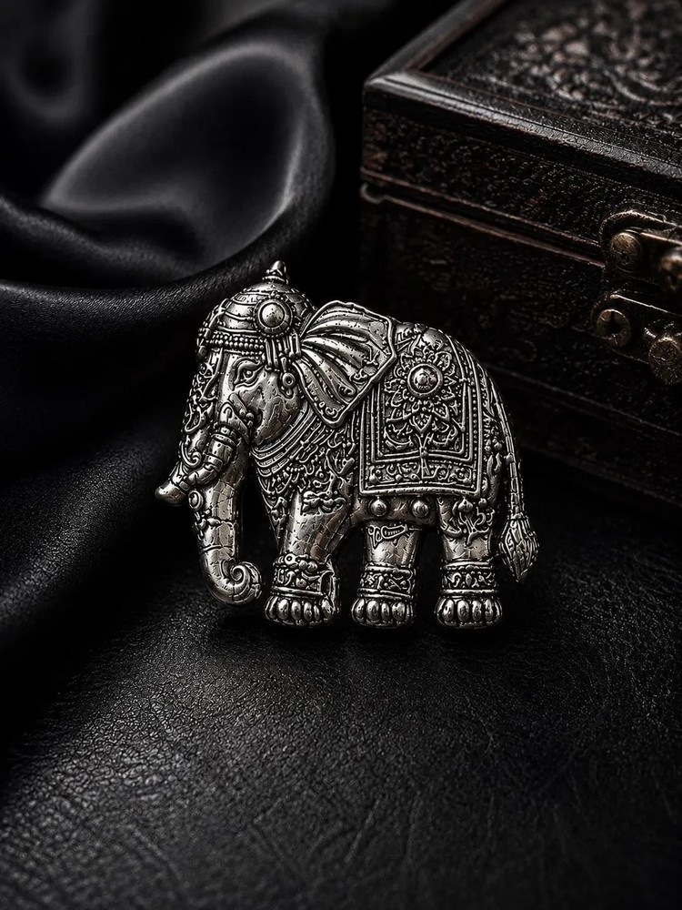 Vintage Elephant Lapel Pin for Men | Antique Silver Elephant Brooch | Royal Suit