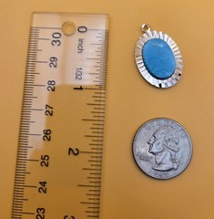 Vintage Walter C Hayward Sterling Silver Oval Sunburst Turquoise Pendant 1 1/8″