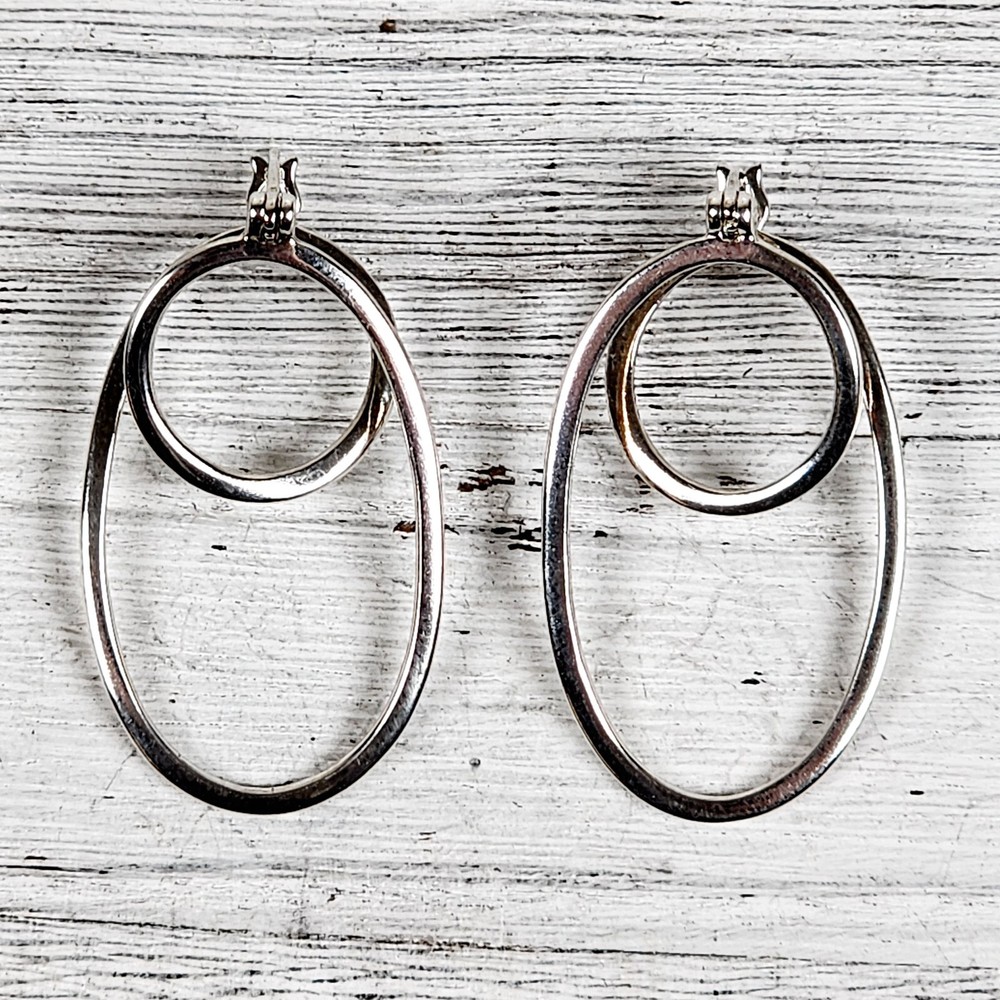 VINTAGE TWISTED WIRE WORK STERLING SILVER HOOP EARRINGS 925 PRETTY HOOPS