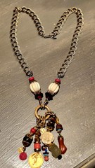 Vintage Lawrence VRBA STATEMENT Charm Long Necklace 29″ Plus 5″ Dangle Drop