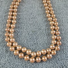 Vintage Marvella Double Strand Hand Knotted Faux Pearl Bow Necklace 15″ Signed