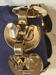 MONET 925 Sterling Silver Vintage Modernist Heart Link Bracelet 6.75″gold Vermil