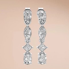 1.31 CTW Multi Shape Lab Grown Diamond Dangle Drop Earrings