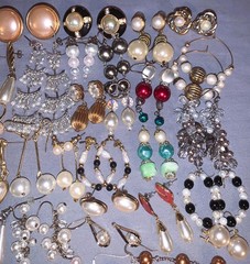 Great Lot 45 pair Vintage & Some Modern Faux Pearl Decorated Pierced Earrings