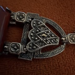 Vintage Art Deco Sterling Silver Carnelian Marcasite Panel Link Bracelet 1930s