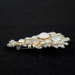 Vintage Hollycraft Christmas Tree Brooch Candle White Opalized 2.25″