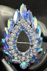 Sarah Coventry Brooch Earrings AB Blue Lagoon Set Book Piece Juliana D&E Z06
