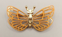 Lot 3 Vintage Butterfly Brooches Pins Gold Tone Enamel Signed AAi Filigree Set