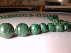 Vintage Genuine Natural Malachite Graduated Bead Necklace 22” 110g