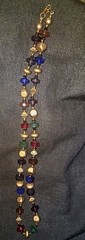 Vintage Goldtone Red Blue Acrylic Bead Necklace