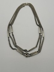 Vintage MONET Necklace Retro MCM 3 Strand Silver Toned Statement Layered Signed