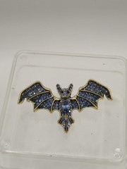Blue Rhinestone Bat Brooch Unbranded