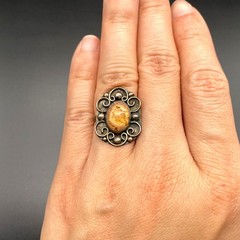 Vintage Mexico Fire Opal Sterling Silver Size 8