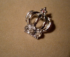Vtg Crown Scatter Pins Clear Crystals & Blue Pink Rhinestones Lot of 2 Different