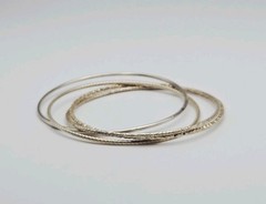OTC Italy Sterling Silver Multi Textured Interlocked 4 Bangle Bracelet 8″