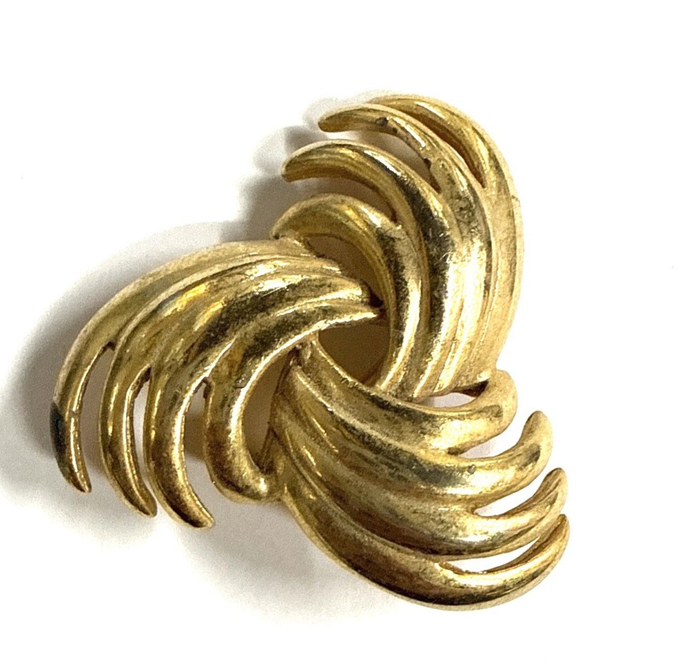 Vintage Unbranded Goldtone Spiral Pinwheel Flower Brooch/Pin