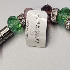 Glass Beaded Necklace Alexander Kalifano Pink Green Rondelles JTV 19″ NOS