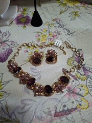 Beautiful Vintage Kafin NY Purple/Pink Faceted Stones, Pearls & Bead Necklace