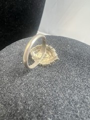 Vintage Silver Tone Rhinestone Cocktail Adjustable Band Ring Sz 6