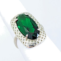 Vintage Luxury RING Silver 925 with Chic Big Bright Stone -size: 9US (19mm)| #53