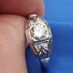 Original EARTH MINED DIAMOND Deco Engagement Ring Gatsby ERA Solitaire 14K GOLD
