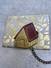 Vintage Antique In The Dog House Chatelaine Chain Man Under Lamp Pin Brooch