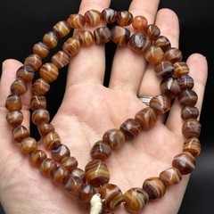 Old Mali Striped Agate Style Beads Vintage African Old Glass Beads