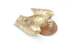 ANTIQUE ENGLISH 15K GOLD RUBY DOVE LOCKET BROOCH c1860