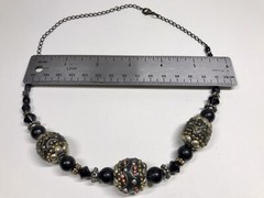 Tibetan Style Necklace Beaded Chunky Boho with Inlaid Seed Beads Metal Vintage