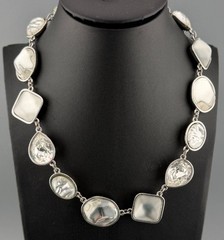 Vintage YSL Yves Saint Laurent Necklace Statement Silver Tone Mixed Stones READ