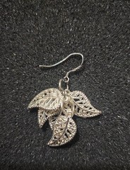 Vintage Sterling Silver Leaf Stud Earrings