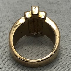 Vintage Signed 18K HGE Gold Plated Cream Enamel Rhinestone Ring varied sizes