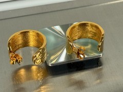 Mayamar (24K Gold Plated) Hammered Huggie Hoop Earrings Goldtone (NEW)