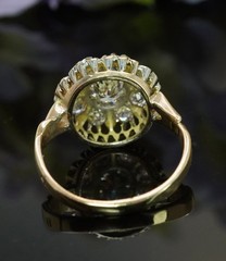 Antique Victorian Old European Mine cut Diamond Filigree Halo Ring 14K Gold