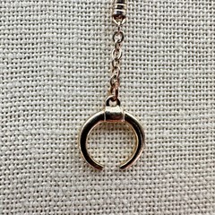 Vintage 90s Rose Gold tone Necklace Layering Chain Moon Pendant Lariat Jewelry