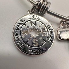 Vintage Y2K Silver Tone Charm Bracelet It’s About The Journey Green Bead Jewelry