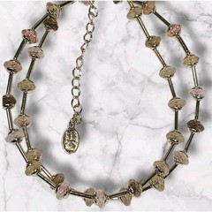 Carolina Herrera Gold Tone Pink Champagne & Amber Crystal Bead Station Necklace