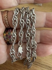 VINTAGE TAXCO MEXICO 925 STERLING SILVER TWISTED CURB LINK ROPE NECKLACE