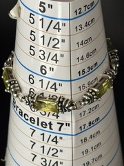 Vintage Sterling Silver 925 Lemon Lime Quartz Crystal Artisan Link Bracelet 6.5″