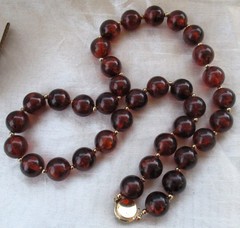 Tested Amber Beads Round 29” Necklace w/Spacers 110 grams