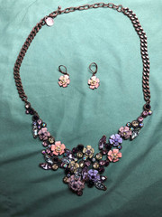 Joan Rivers XXV Classics Collection Necklace Earring Set Enamel Rhinestones