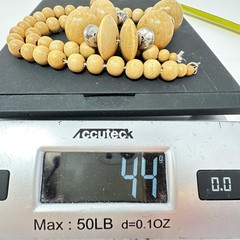 Vintage Boho Natural Wood Bead Statement Necklace 26″ Chunky Earthy – 70s Vibe