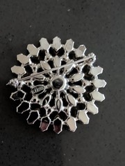 Vintage B. David Clear Rhinestone Brooch Round Excellent T15