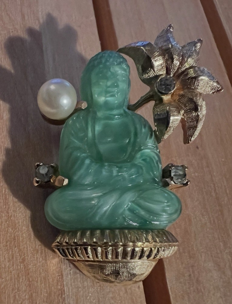 Vintage Jomaz palm tree Buddha brooch