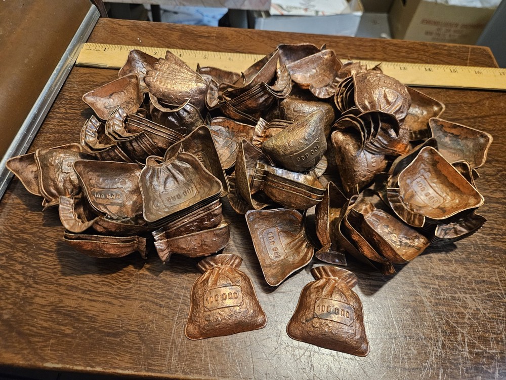 Huge Lot Of 100 Bank Money France Vintage 60s Brass Stampings Findings Jewelry